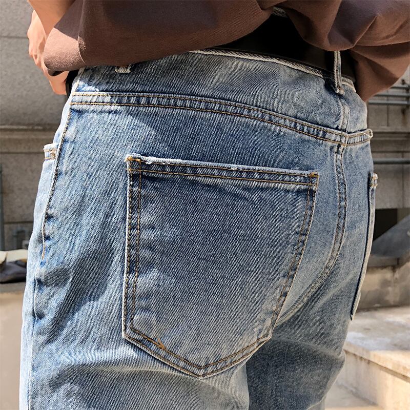 全1色 デニム パンツ ストレート カジュアル 無地 おしゃれ