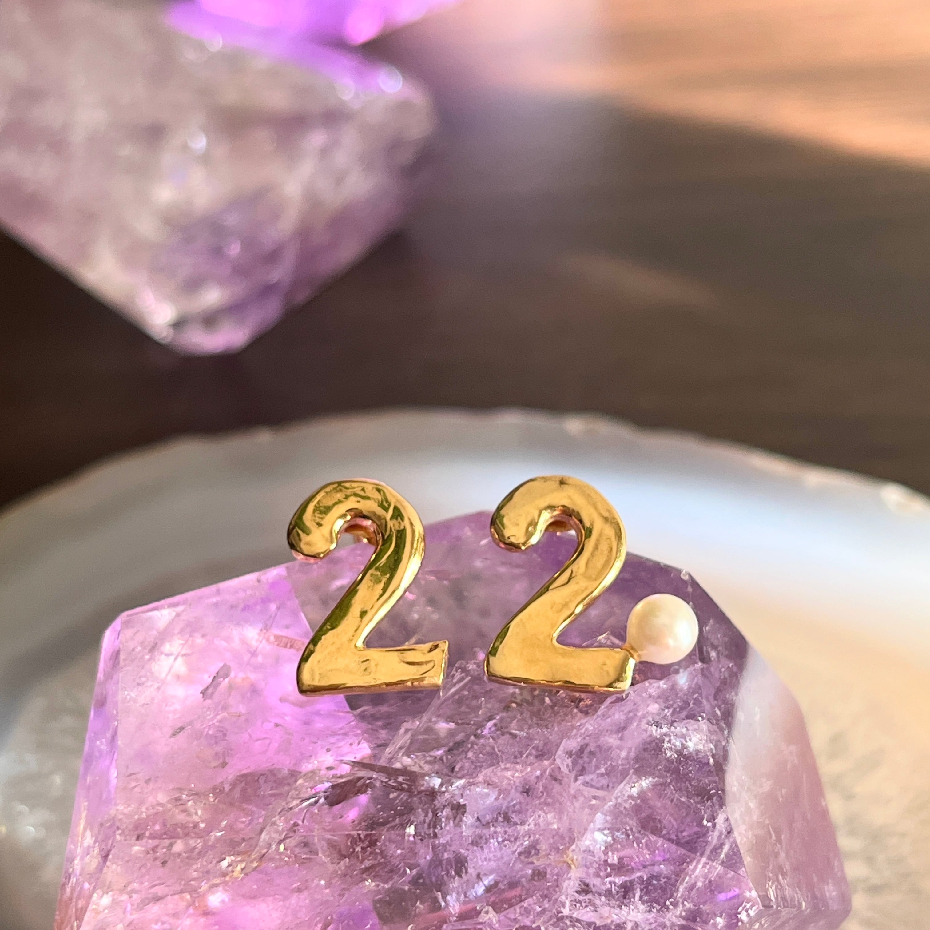 Numero & Star /数字と星のセットピアス&イヤリング・パール付き Sサイズ