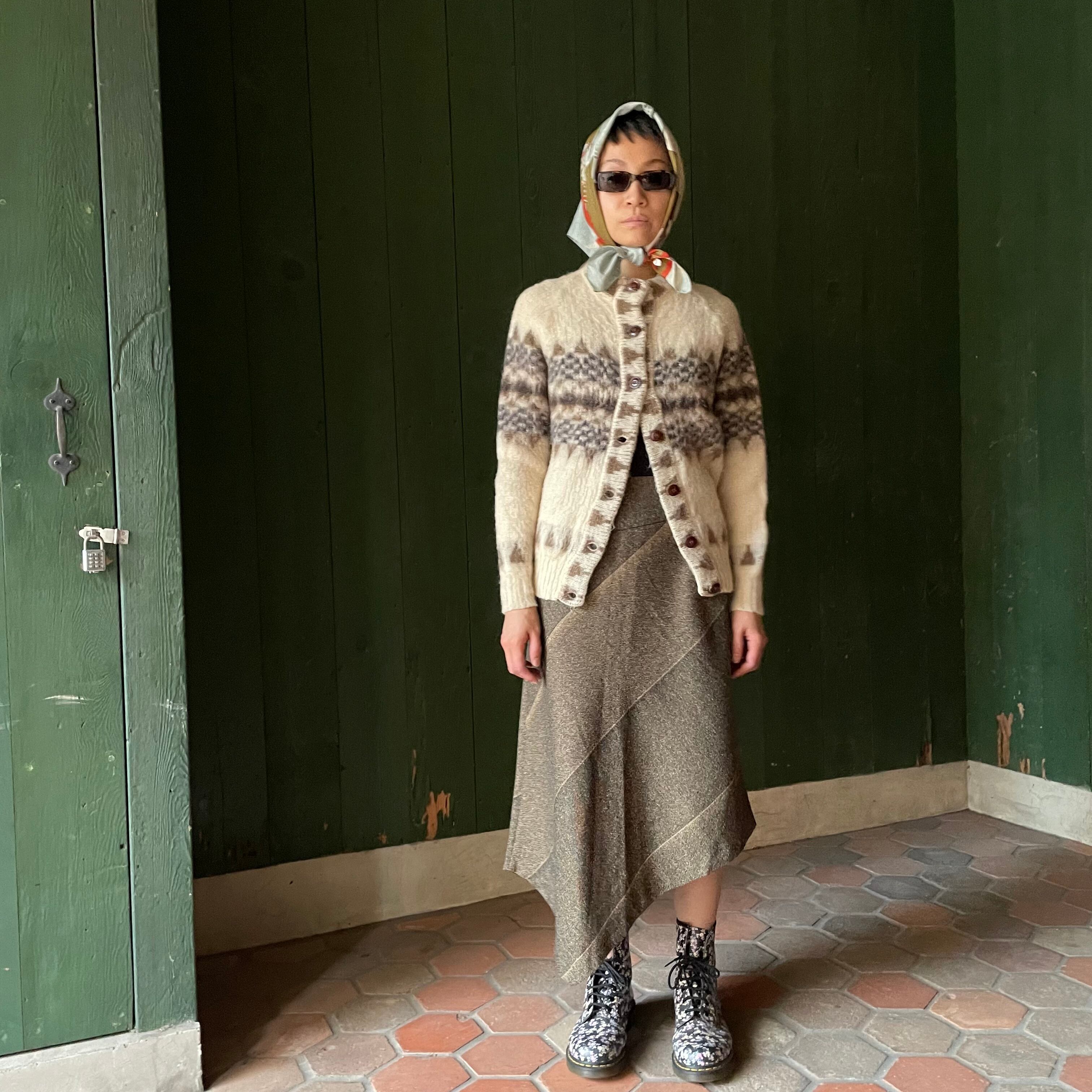 70s Germany vintage bias tweed asymmetry skirt 70s ジャーマニー ヴィンテージ バイアス ツイード  アシンメトリー スカート