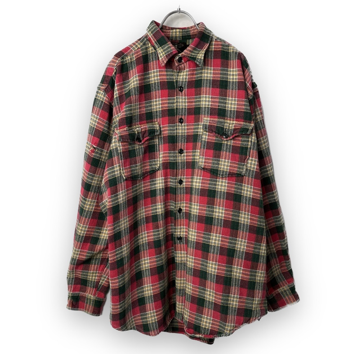 90s RRL 三ツ星タグ ネルシャツ チェックシャツ ダメージ有り サイズ 