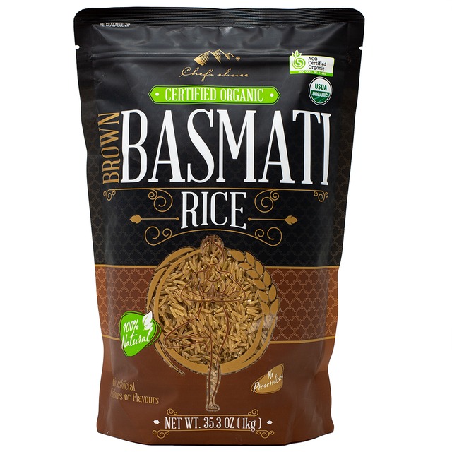 シェフズチョイス オーガニック ブラウンバスマティライス 1kg 有機バスマティ玄米 Organic Basmati rice