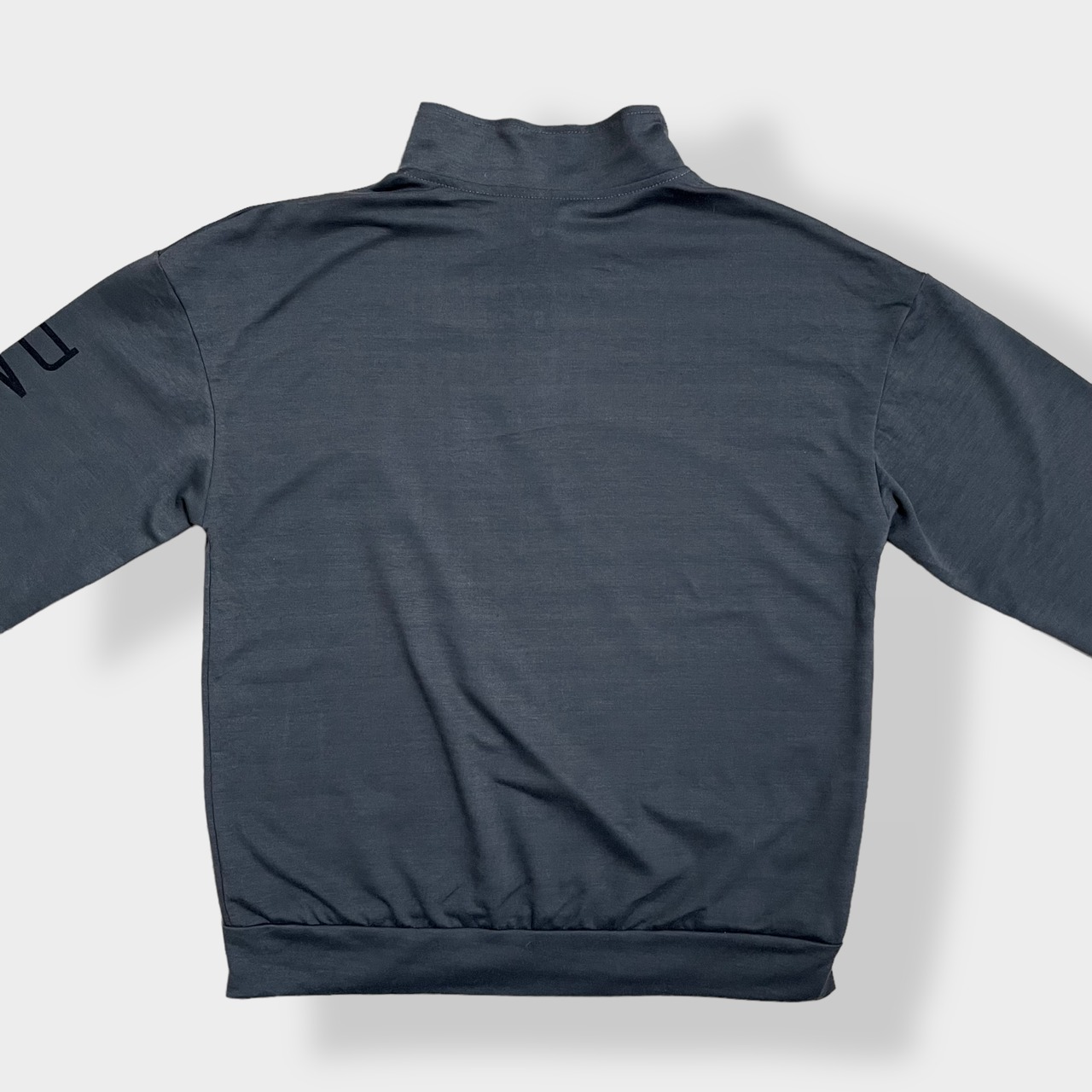 【USA古着】BEER プリント 袖ロゴ ハーフジップ スウェット プルオーバー  薄手 春物 ダークグレー US古着