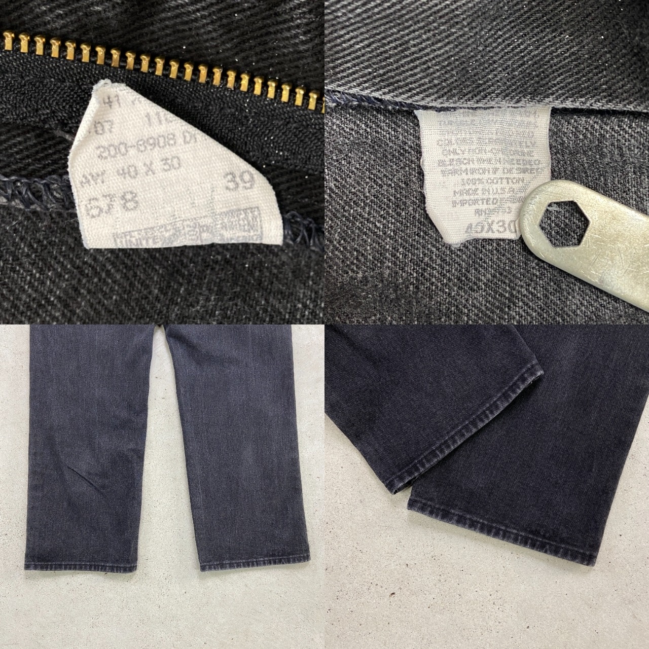 90年代 USA製 Lee リー 200-8908 ブラックデニムパンツ テーパード 