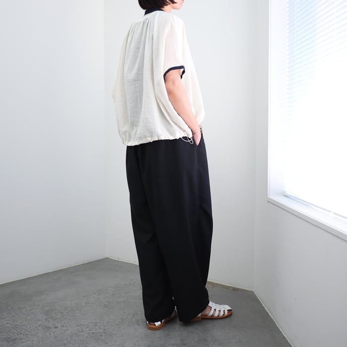 MANON マノン フレンチスリーブスピンドルクレリックアミカルシャツ