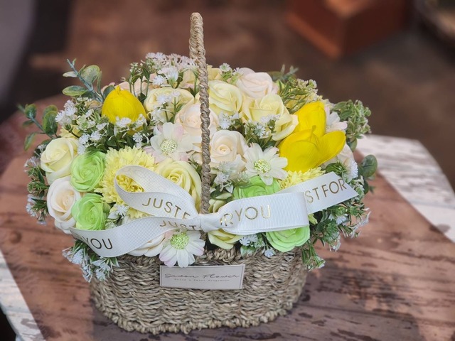 ソープフラワー　ボリューミーバスケットアレンジメント