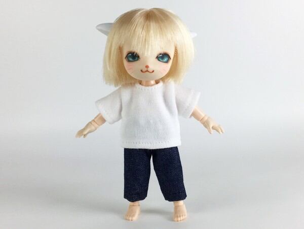 燦燦7b ドール服 1/6 オビツ11 イージーパンツ(ワイド)デニム調インディゴブルー 15062 - 画像3
