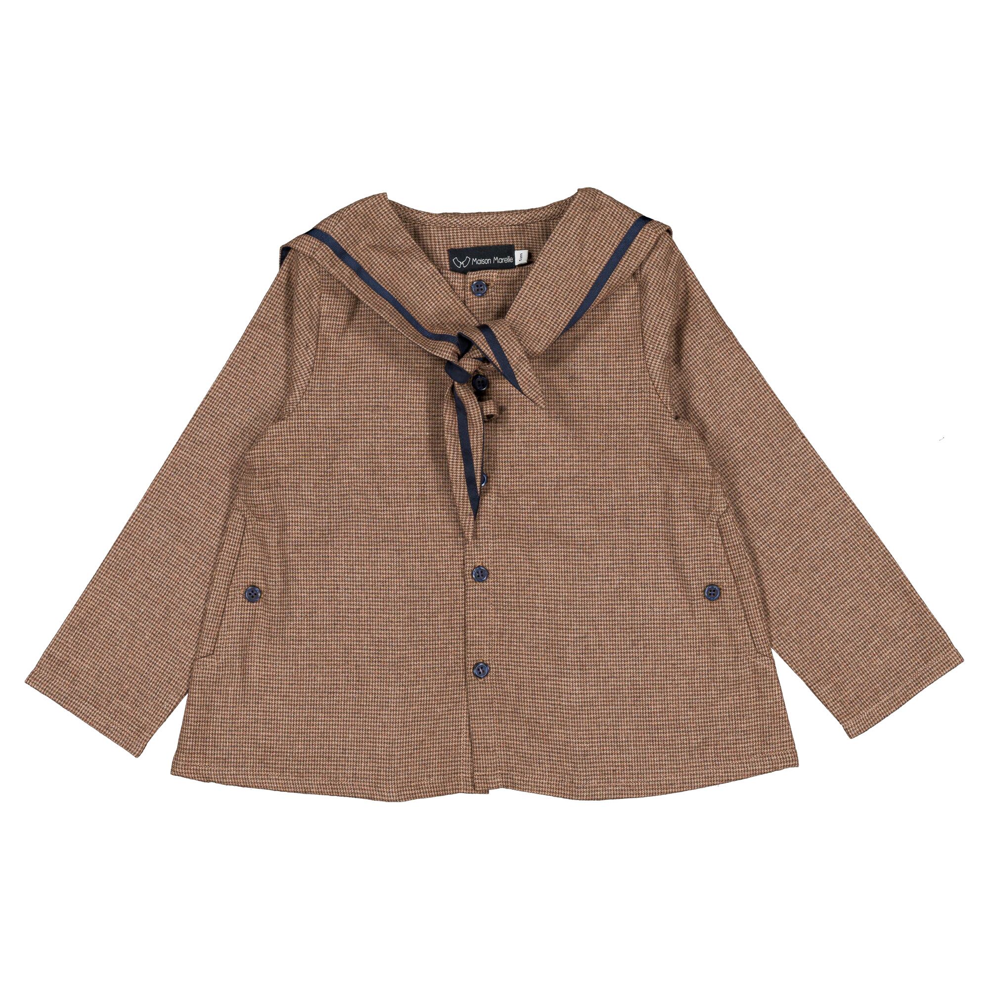 【予約・特典あり】Maison Marelle / Blouse CHAPTAL - brown houndsthooth / 6Y~12Y