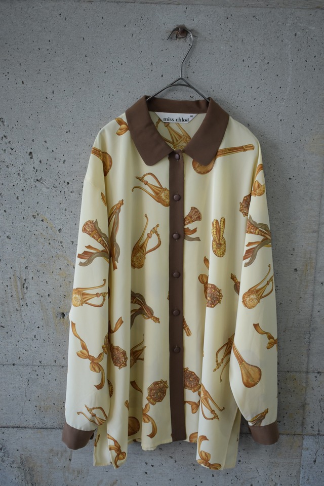 Green blouse with attached scarf