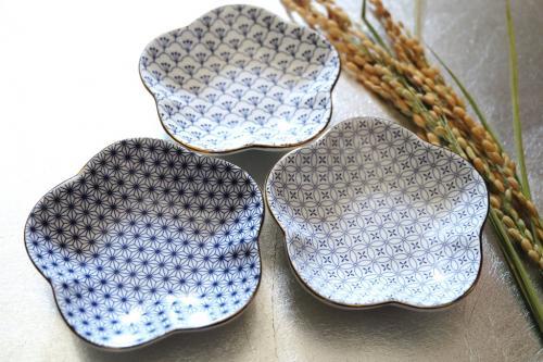 和柄3種類転写紙 藍色(ポーセリンアート用転写紙)