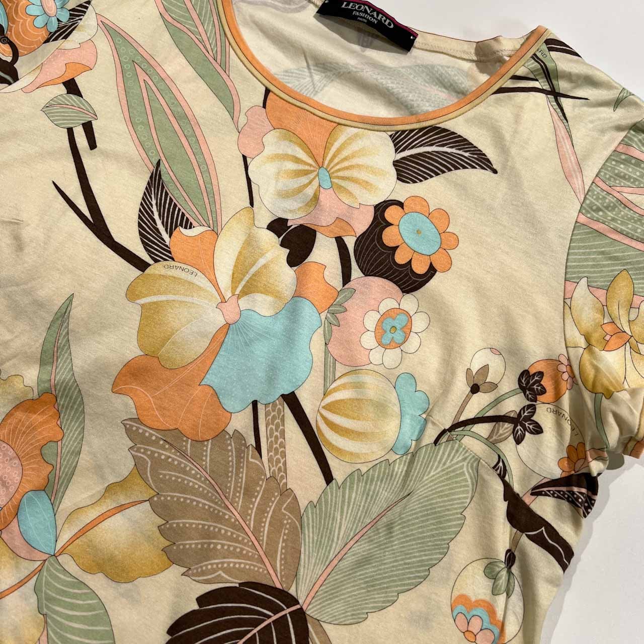 LEONARD FASHION 花柄 半袖Tシャツ レオナールファッション Tシャツ
