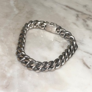 vintage heavy gauge silver flat link chain bracelet (size21)