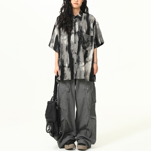 monochrome art short-sleeved shirt　モノクロアート半袖シャツ　J1805