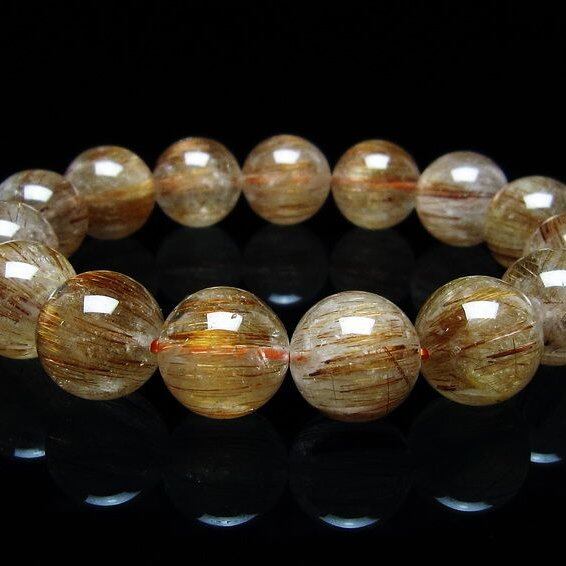 キャッツアイルチルクォーツ ブレスレット 14mm ルチルクォーツ ブレス 一点物 メール便可 [M便 1/10] 111-45900