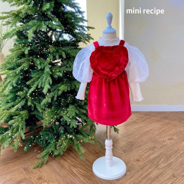 【即納】<minirecipe>  Velvet heart one-piece (S/M/L)