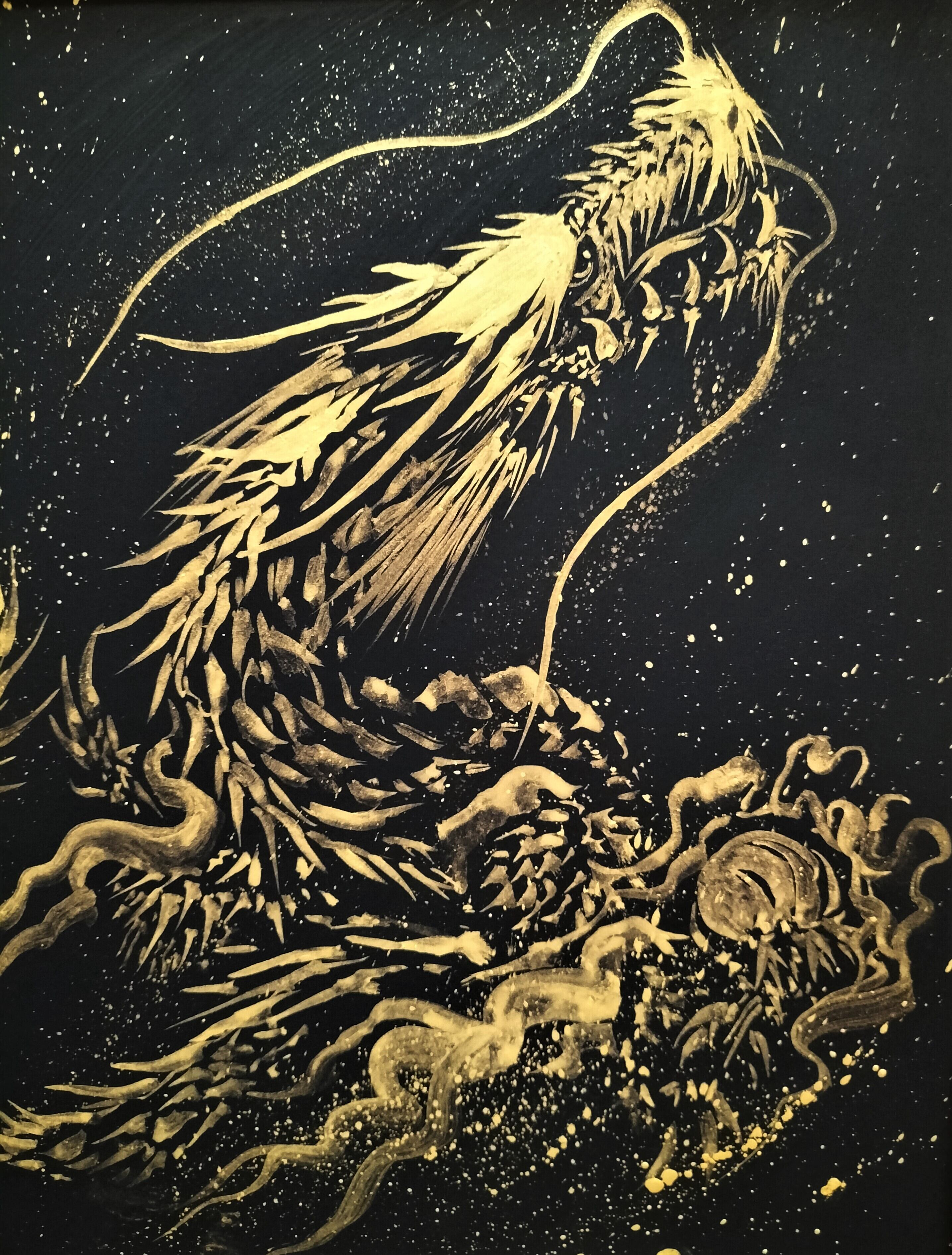 突然の❣️一万円❣️値下げ中❣️ 水墨画 龍 約60cm x 40cm 56729aa5a130b69952e15c8e0be526