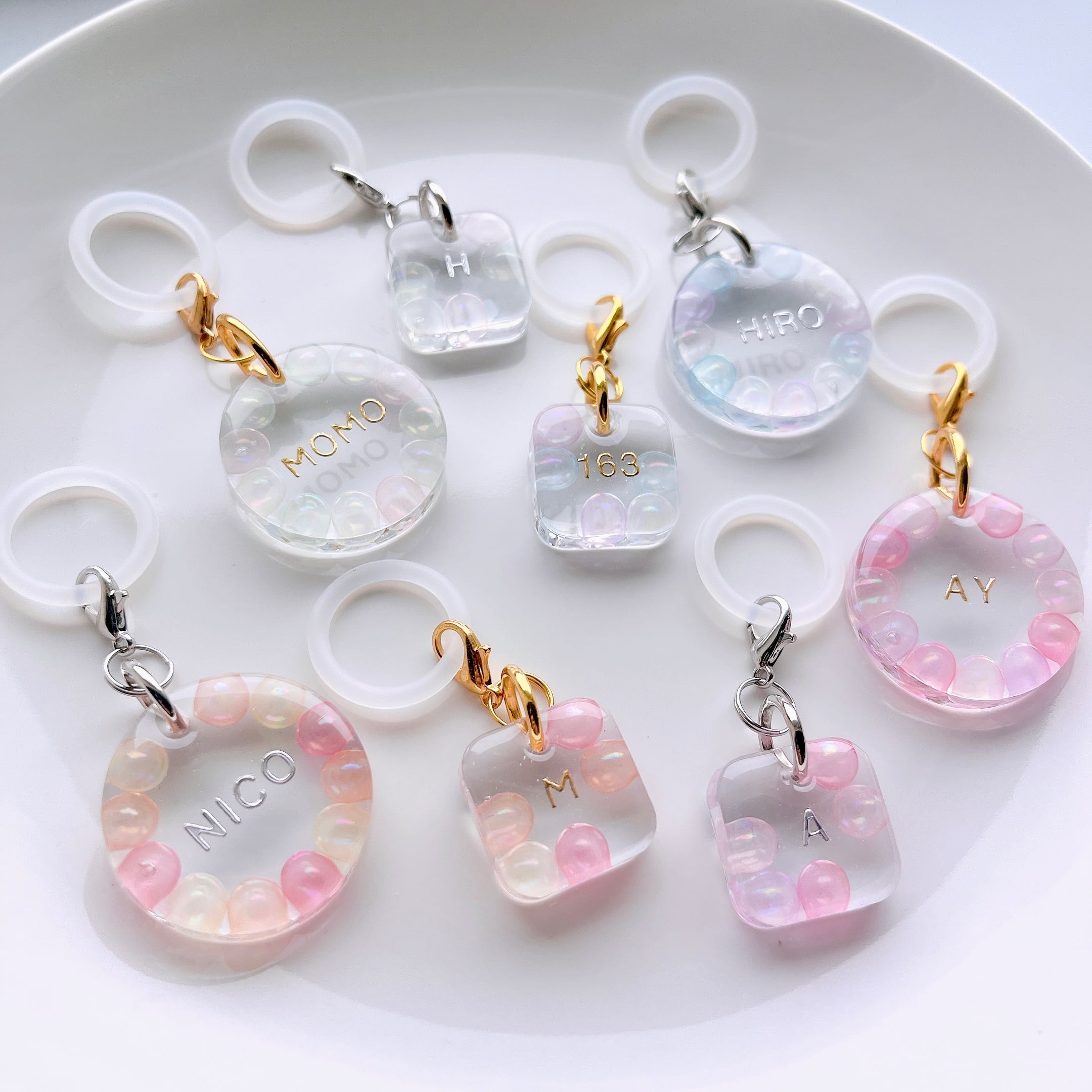 Ｎｏ．280 うさペンダント キーホルダー レジン マーカー 梅雨色アンブレラマーカー | アトリエNico
