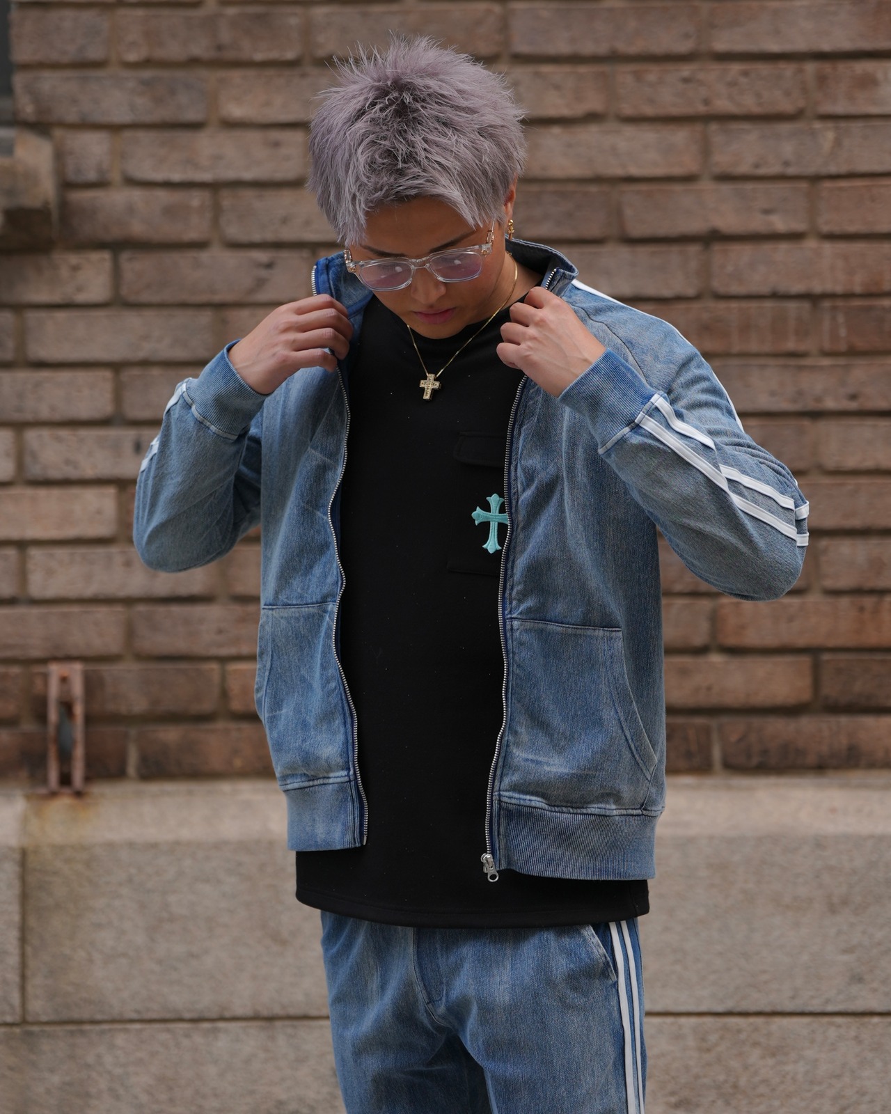 DENIM ZIP LINE JACKET【BEL25-216】