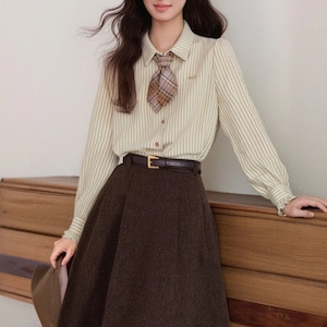 チェックネクタイストライプブラウス ・72784 チェックネクタイストライプブラウス ・72784