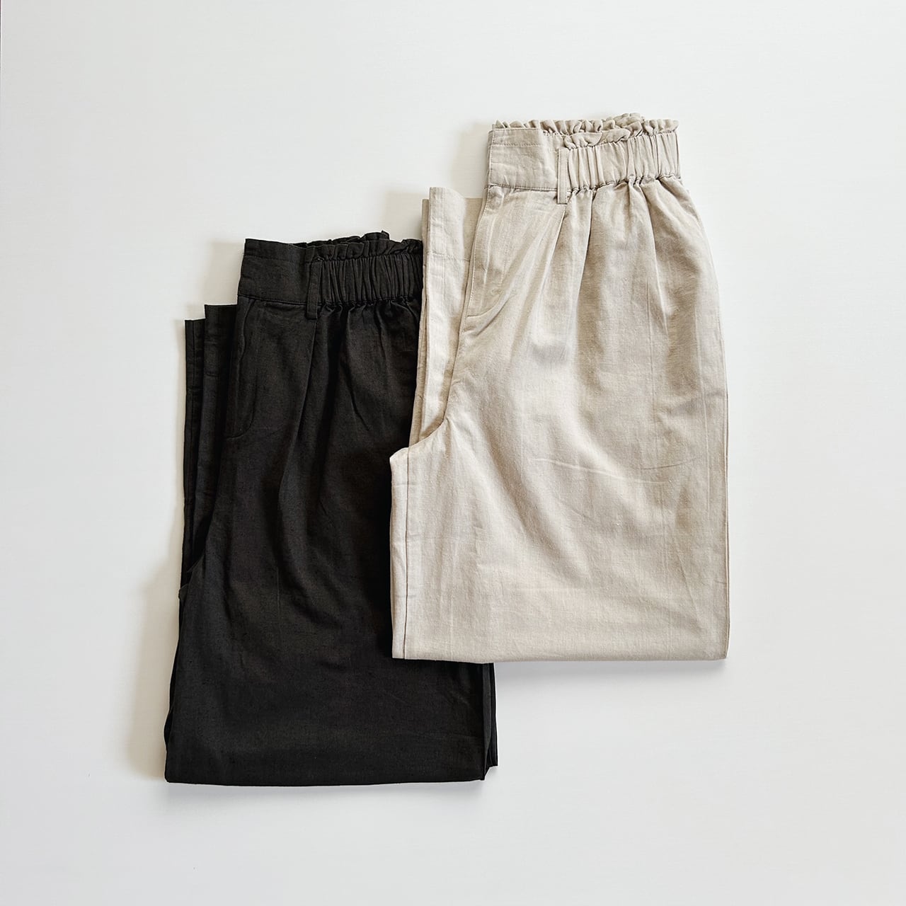 Cotton linen straight pants (black)