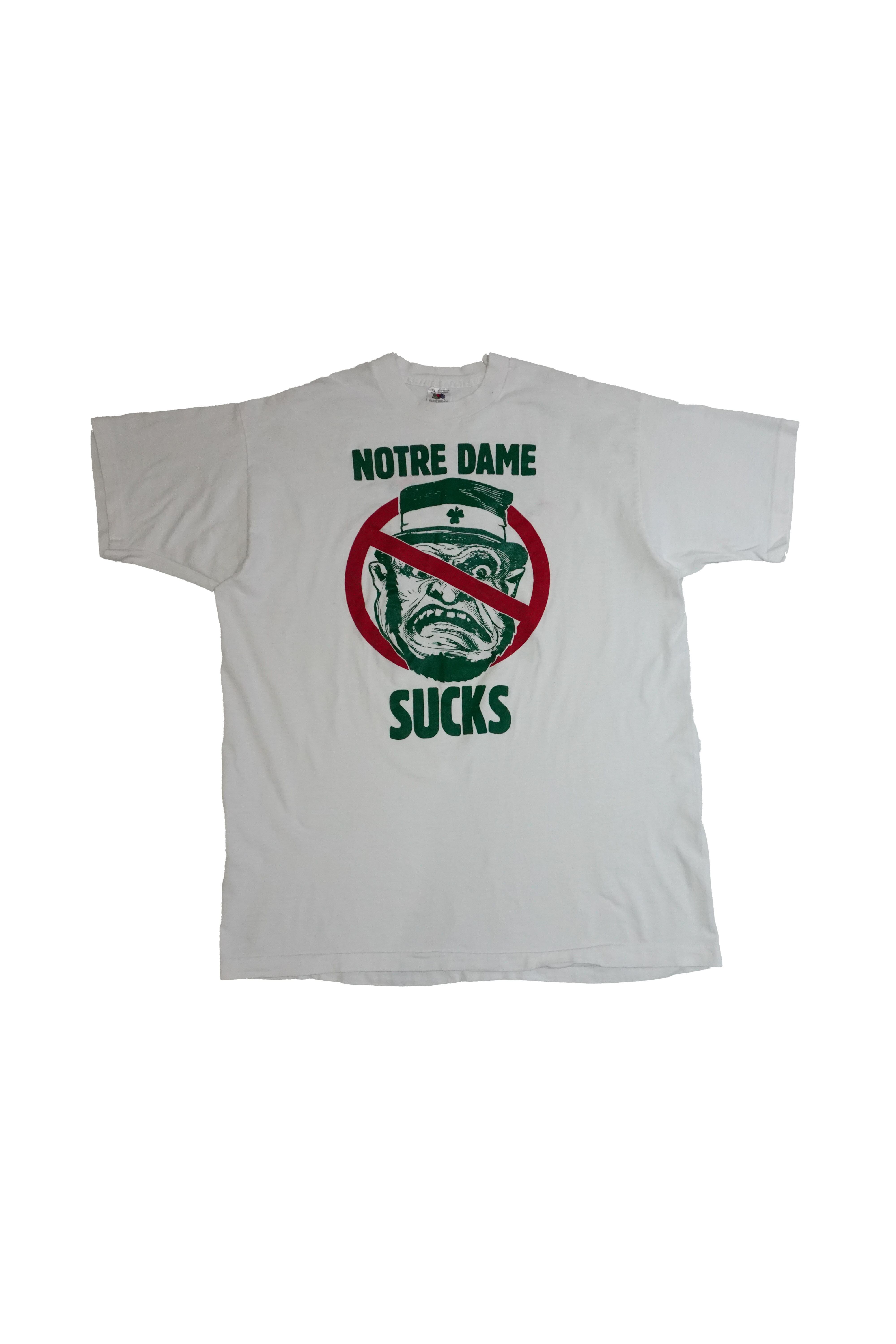 1990s "NOTRE DAME SUCKS" Message Print T-shirt