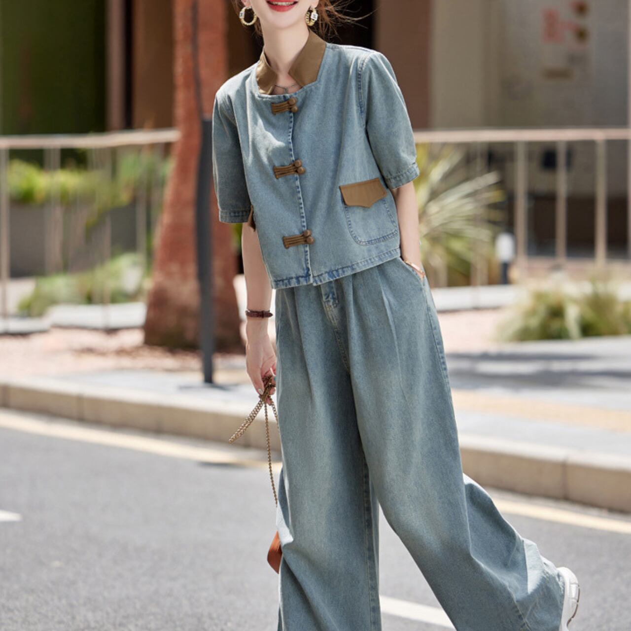 ボタン切替デニムセットアップ m0055