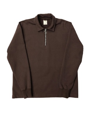 CTTN HALF ZIP SWEAT SHIRT /  綿ハーフジップスウェット (BROWN)