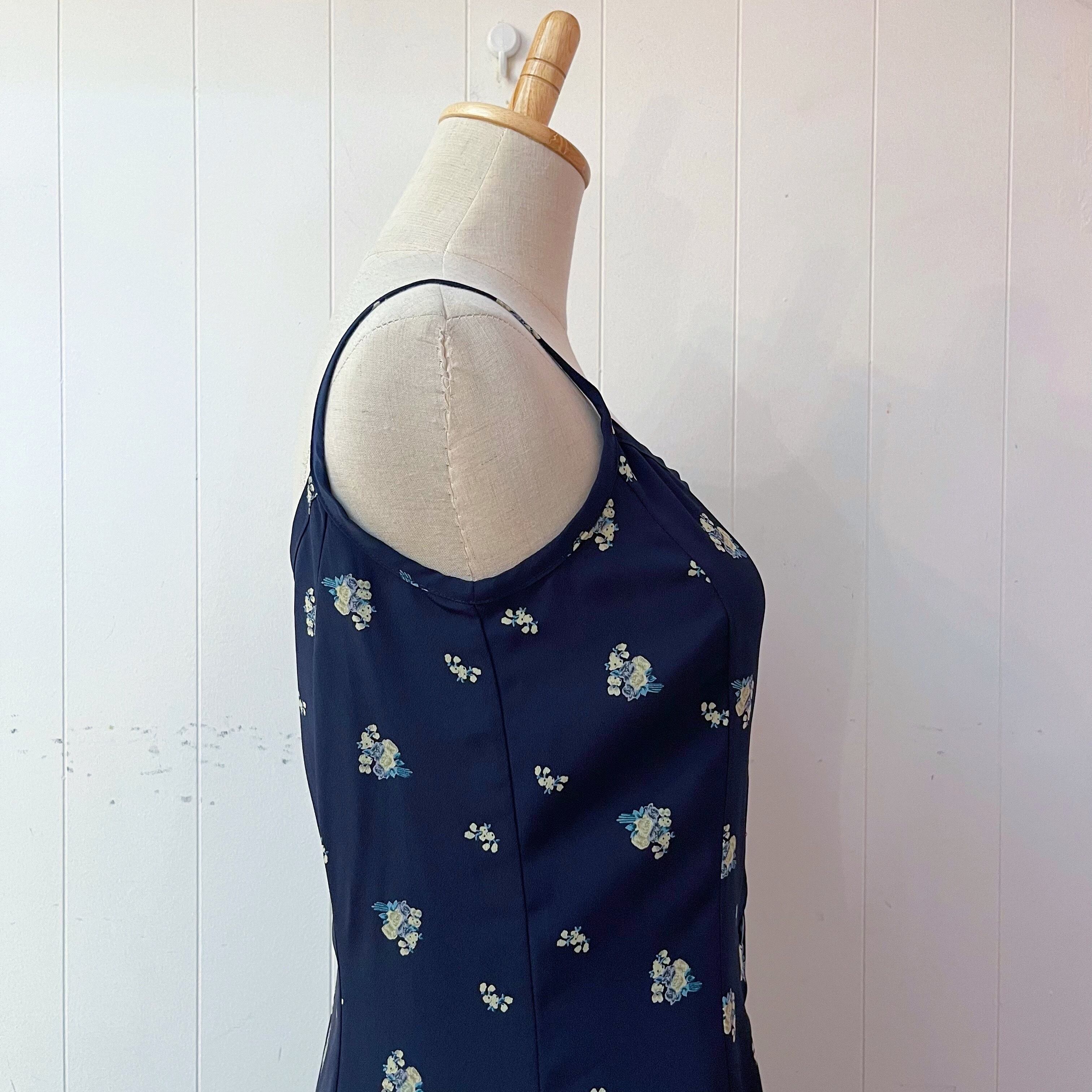 mini flower navy camisole one-piece
