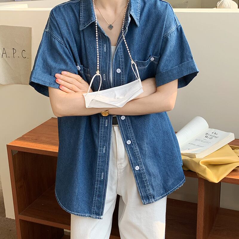 サマースタンダードカラーシャツ ルーズ薄手トップス レトロ 夏物 YY-ファッション96140558972