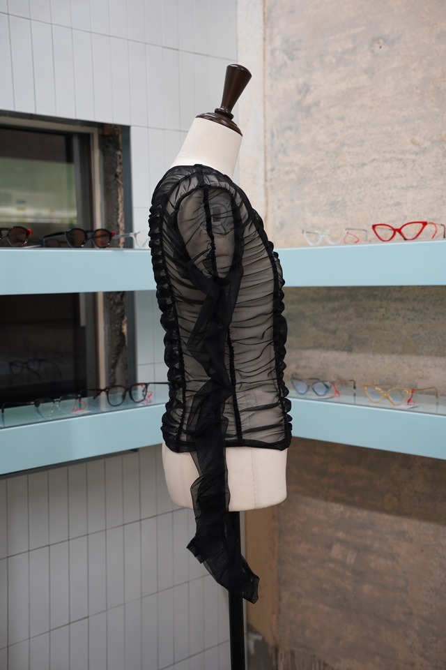 TULLE SHIRRING LONGSLEEVE CS