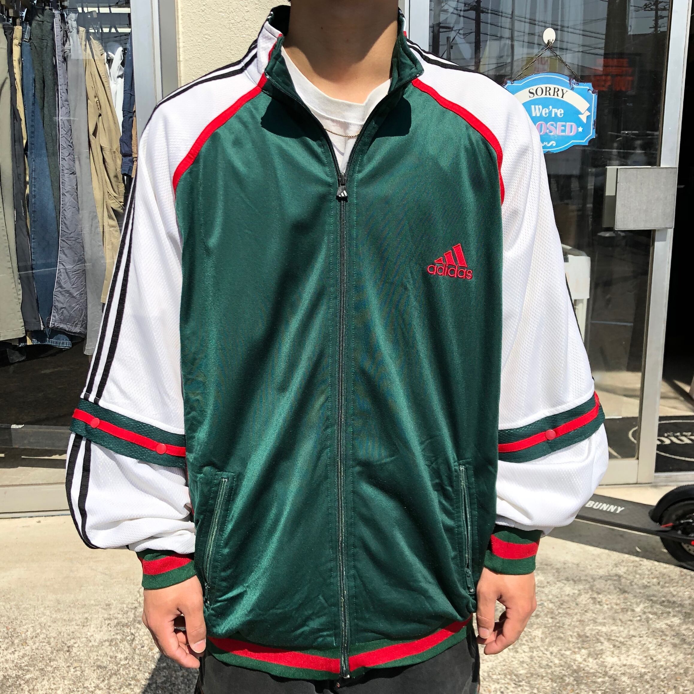 adidas 希少80s 90s 万国旗 肉厚スウェットパーカー 緑色 M - パーカー