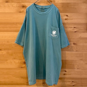 【COMFORT COLORS】ポケットTシャツ ワンポイントロゴ バックプリント XL ビッグサイズ US古着