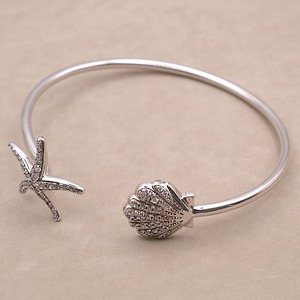 SV starfish sunrise shell pave rhodium bangle