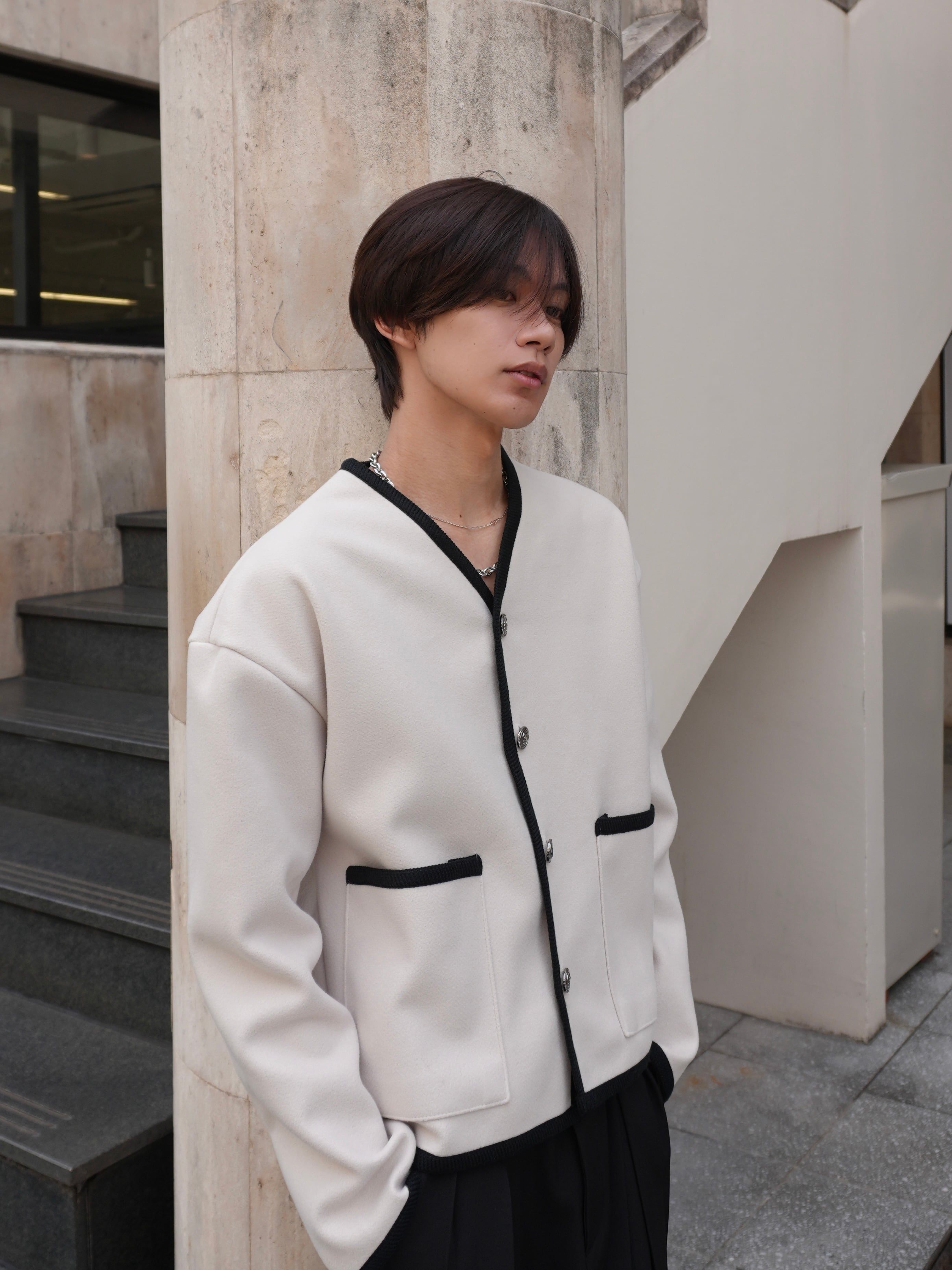 【zero】完売品！ ALUDE（アルード）カーディガン【値下応相談】 ALUDE SELECT】tweed line cardigan(2color) | 【ALUDE】韓国メンズ