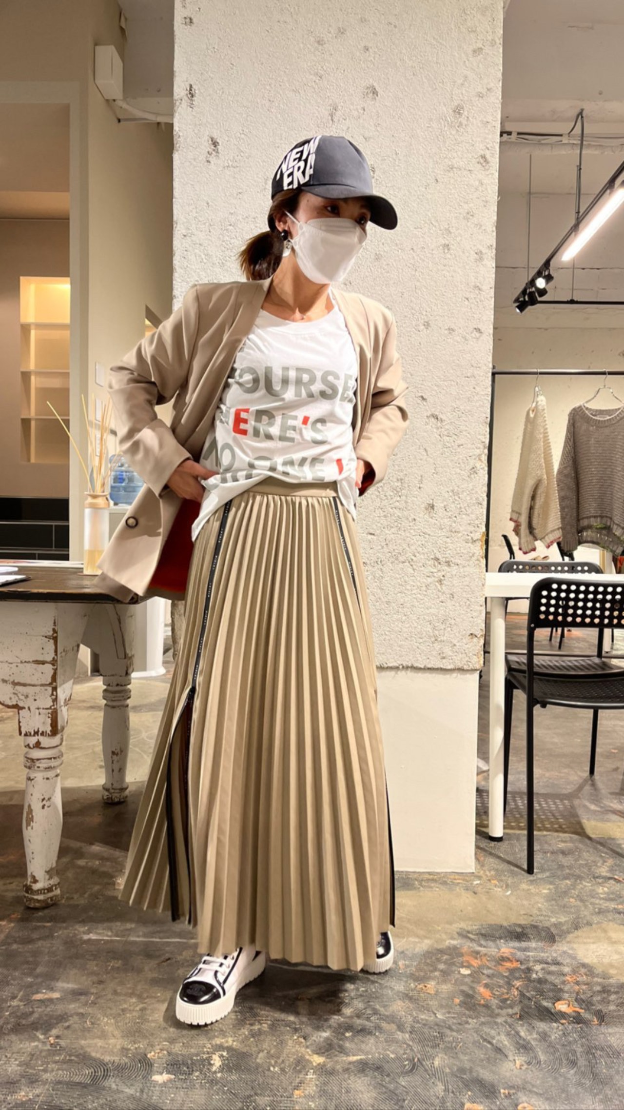 リズレイ　RISLEY  risley プリーツスカート　肩がけテーラジャケットとset up提案‼️ リズレー