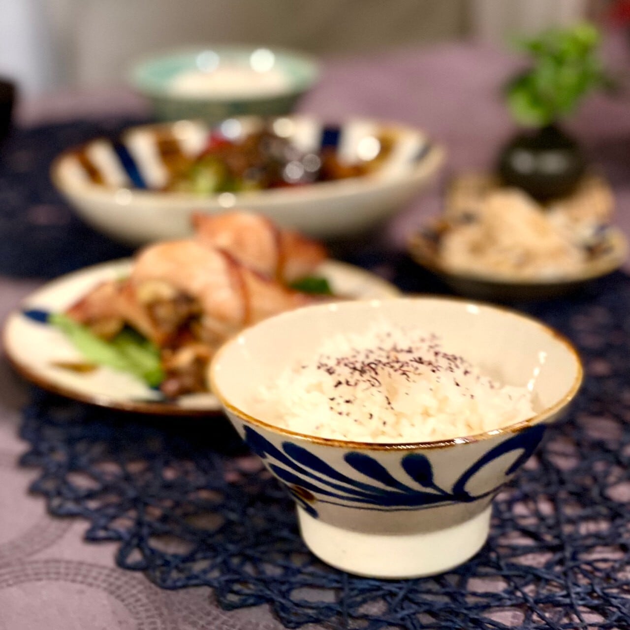 【波佐見焼】【藍染窯】【藍ブルー】【くらわんか碗】 波佐見焼 お茶わん やちむん風 飯碗 和風 おしゃれ 大人 民芸