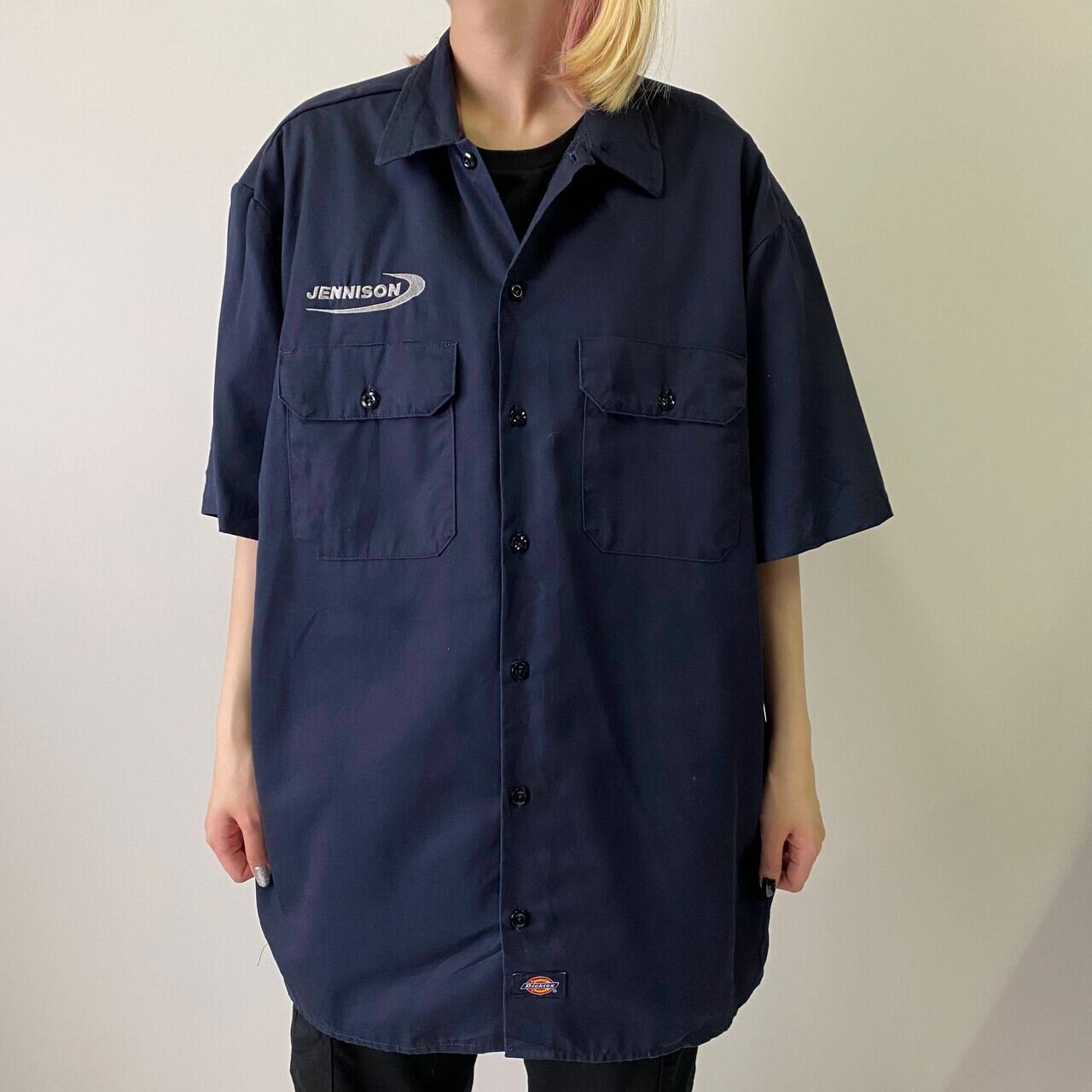 Dickies ディッキーズ ワンポイント 企業ロゴ刺繍 半袖ワークシャツ