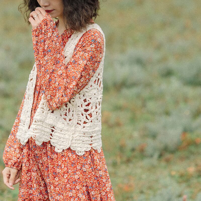 ドリームホース自家製コットンウーブンベストオールマッチベストドレス、ツイストホローノースリーブトップジャケット ドリームホーストラベル婦人服55910317476