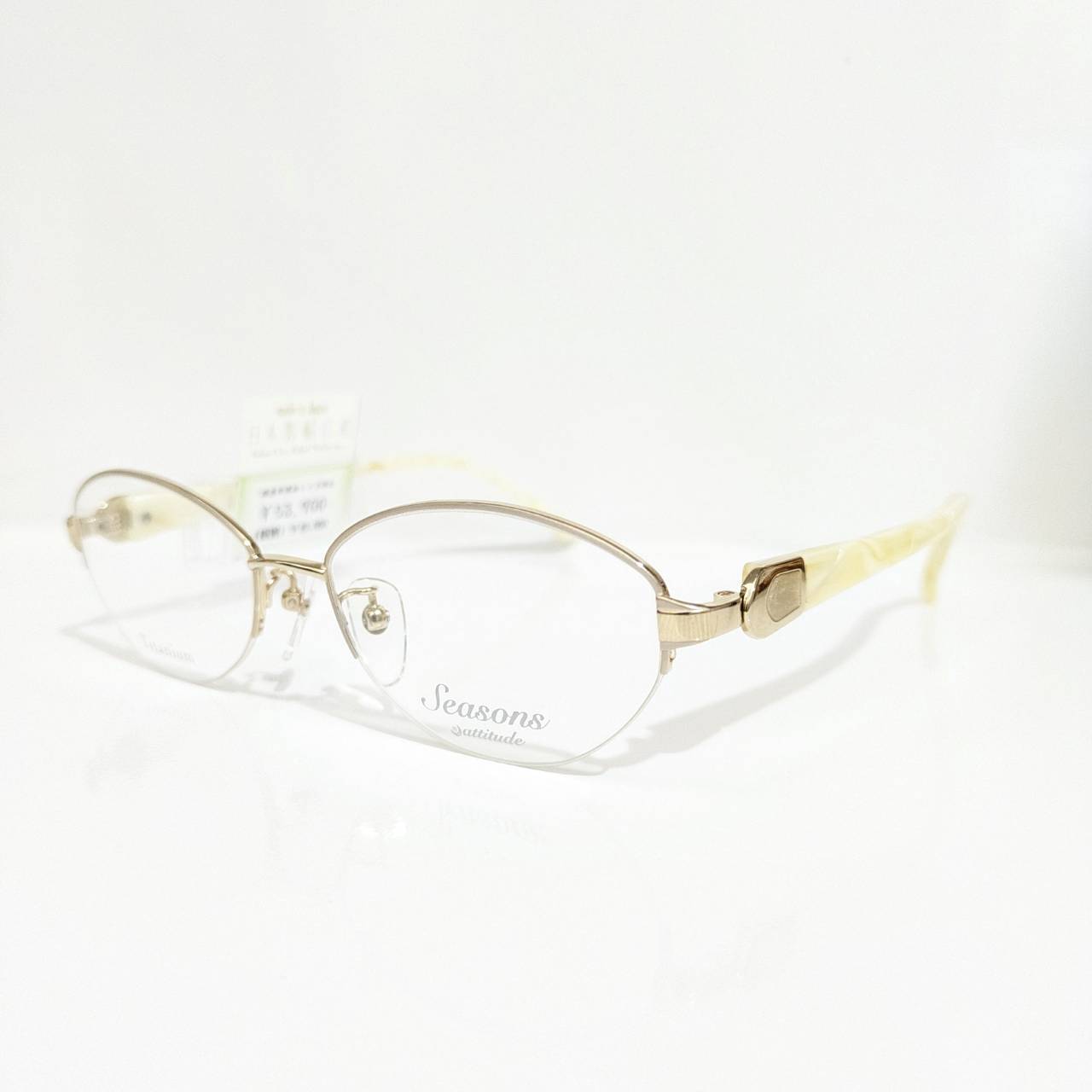 【Seasons】オーバルナイロールフレーム ホワイトゴールド
