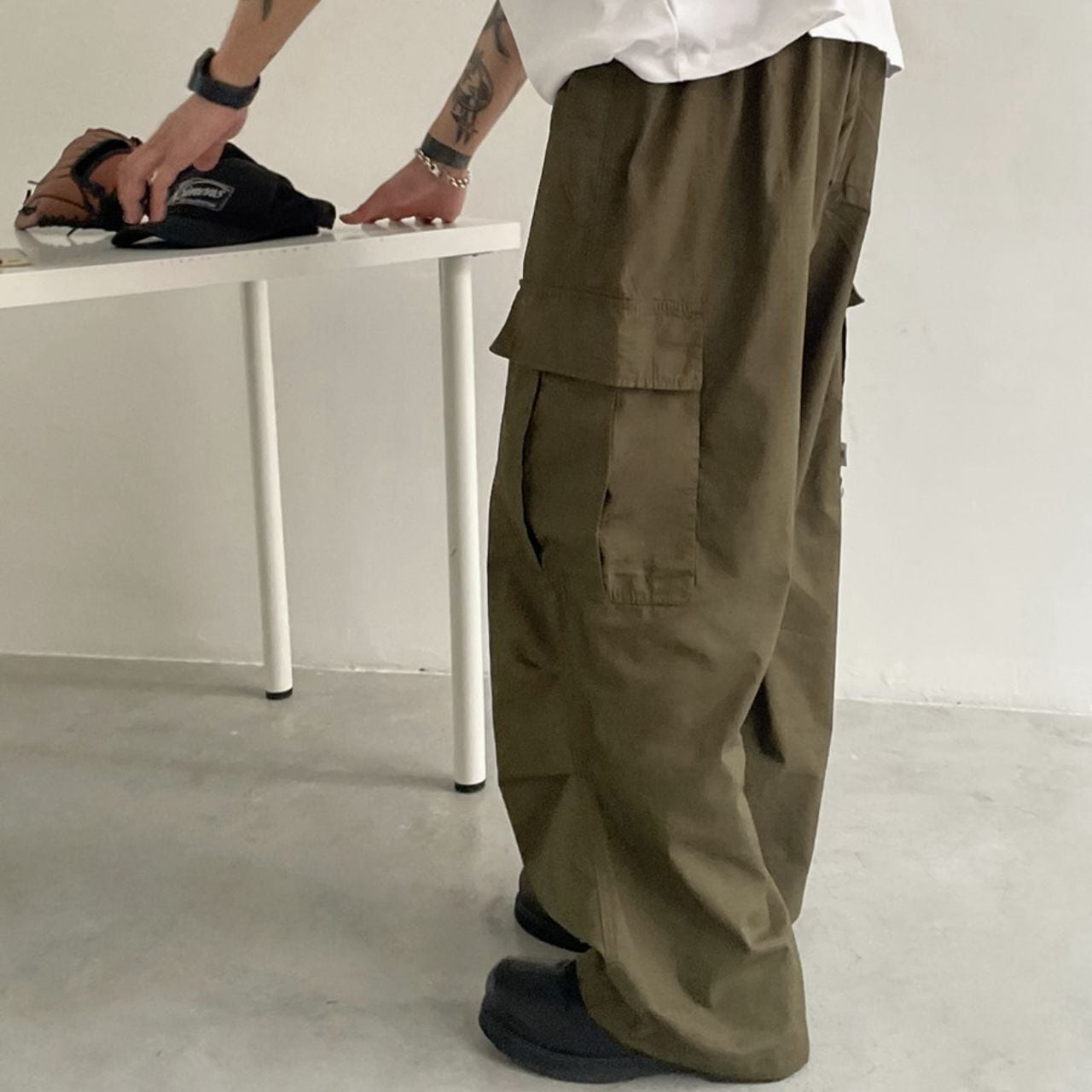 ワイドフォルムドローコードカーゴパンツ 4col   A00299