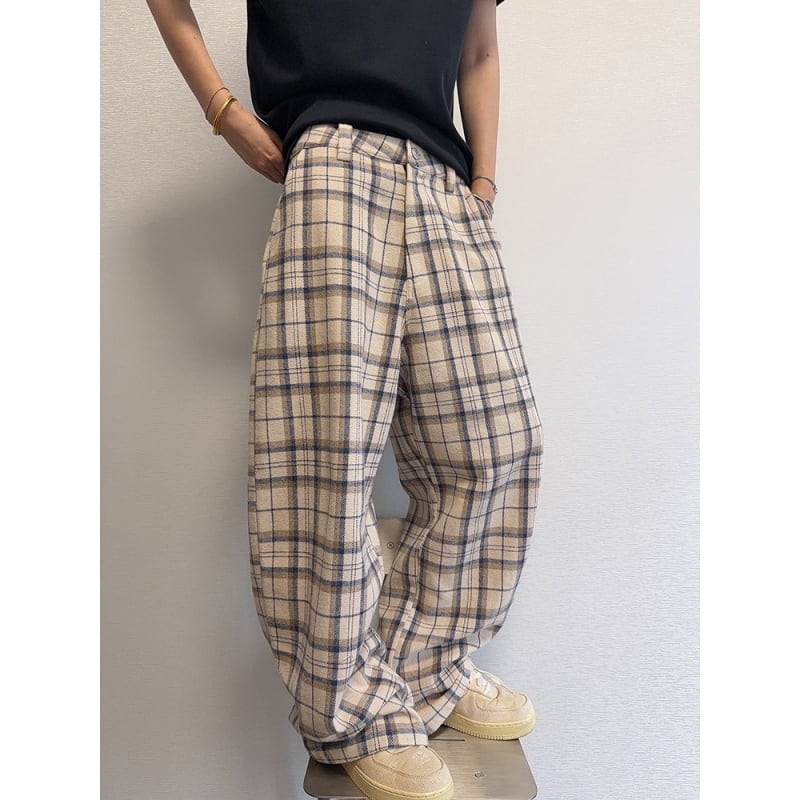 dannyandzeeチェック柄ウールカジュアルパンツ