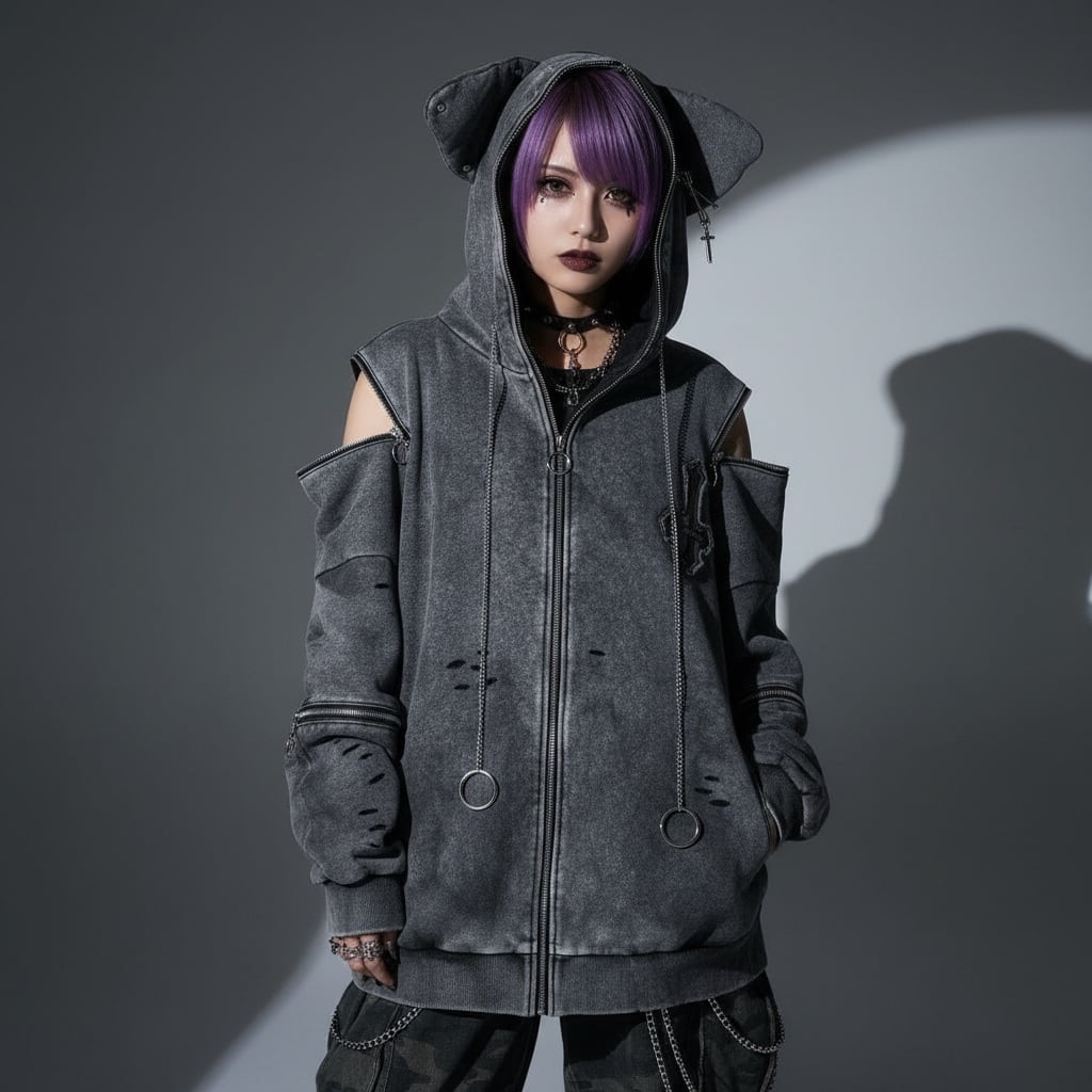 PSYNYXX 猫耳ピグメントパーカー サブカル サブスト 地雷 | 韓国系ユニ