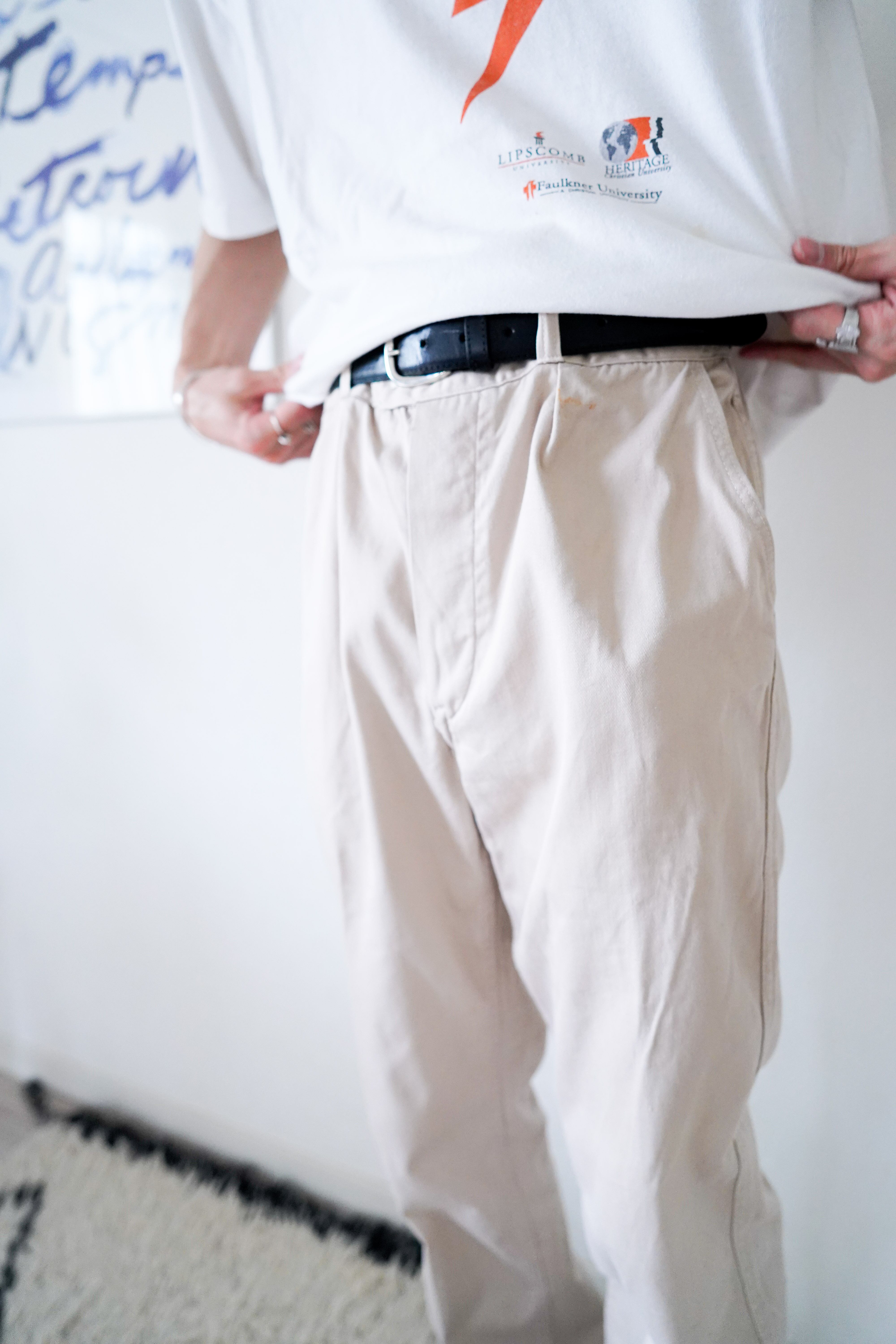 【1960-70s】"French Work" 1-tuck Chino Trousers / m245
