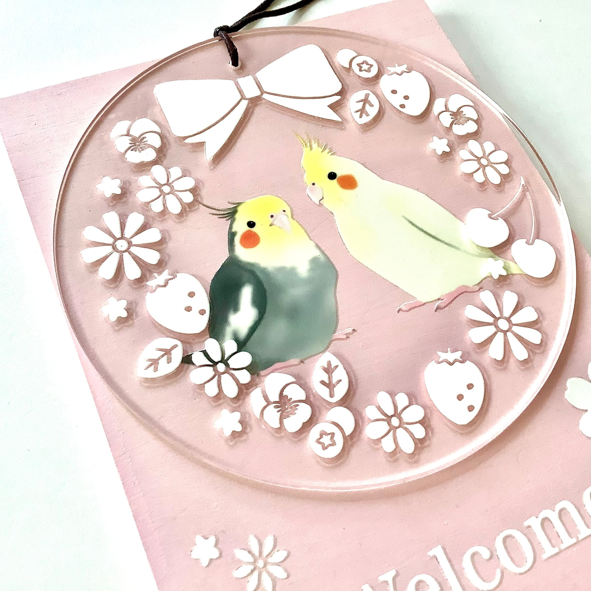 とり様❣️ミニチュアシュナウザー オカメインコ ウェルカムボード♡印鑑スタンド Welcomeプレート ウェルカムボード 玄関 インテリア / オカメインコ