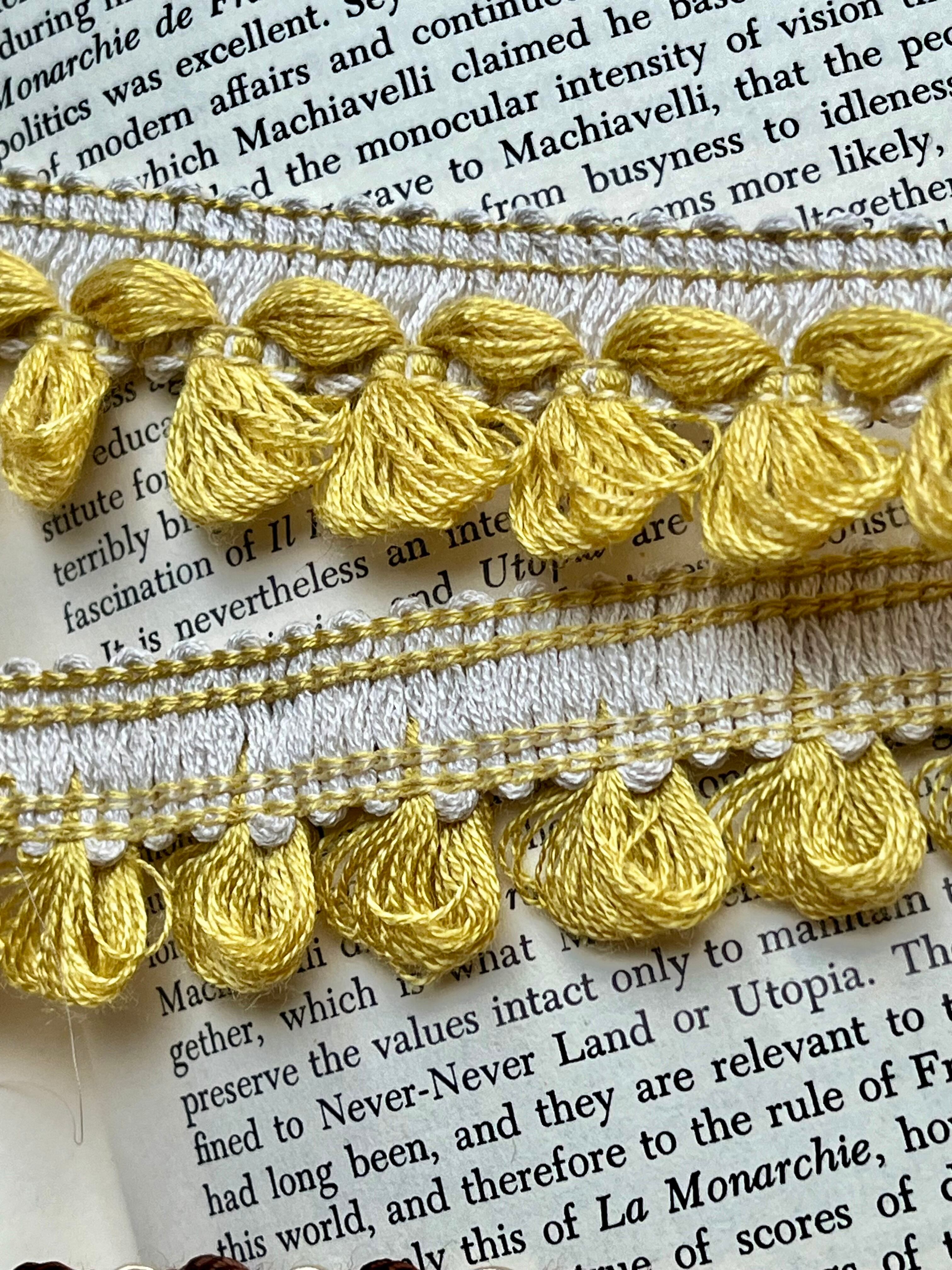 【フランス製 ヴィンテージ ブレード】イエロー 幅25mm アクリル素材/手芸・ハンドメイド・カーテン・インテリア装飾に最適