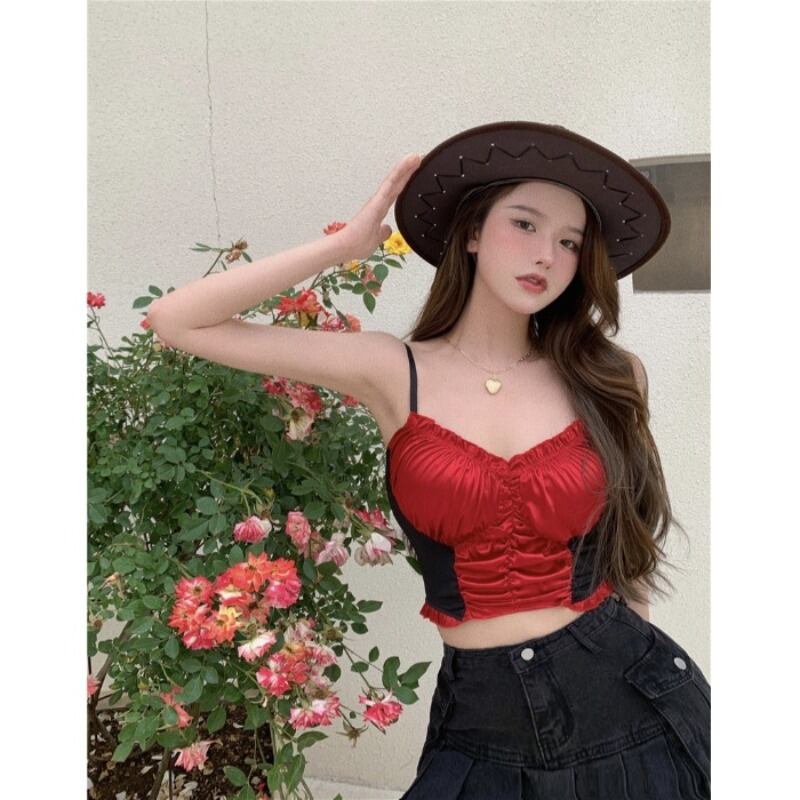 サマーショートレッドスタンダードジャケット レトロ 夏物 ピュア ブラックストロベリース58675330919