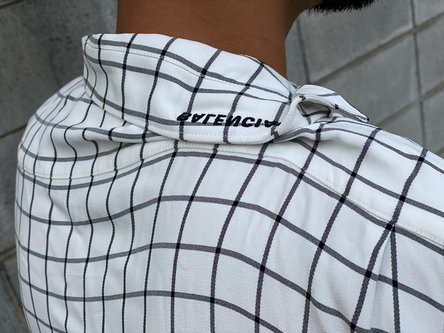 30％OFF BALENCIAGA 19SS PULLED YOKE Blockcheck SS Shirt 34 WHITE 280IH7675