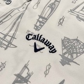 Callaway キャロウェイ ヨット柄 総柄 BD 半袖 ドライ ポロシャツ サイズ LL /メンズ/ホワイト/ゴルフ/スポーツ