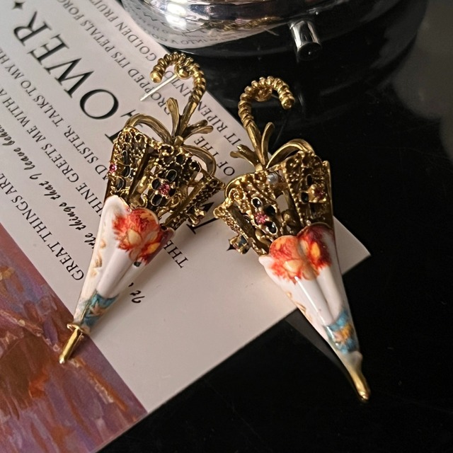 retro antique umbrella earrings (ピアス) 0082