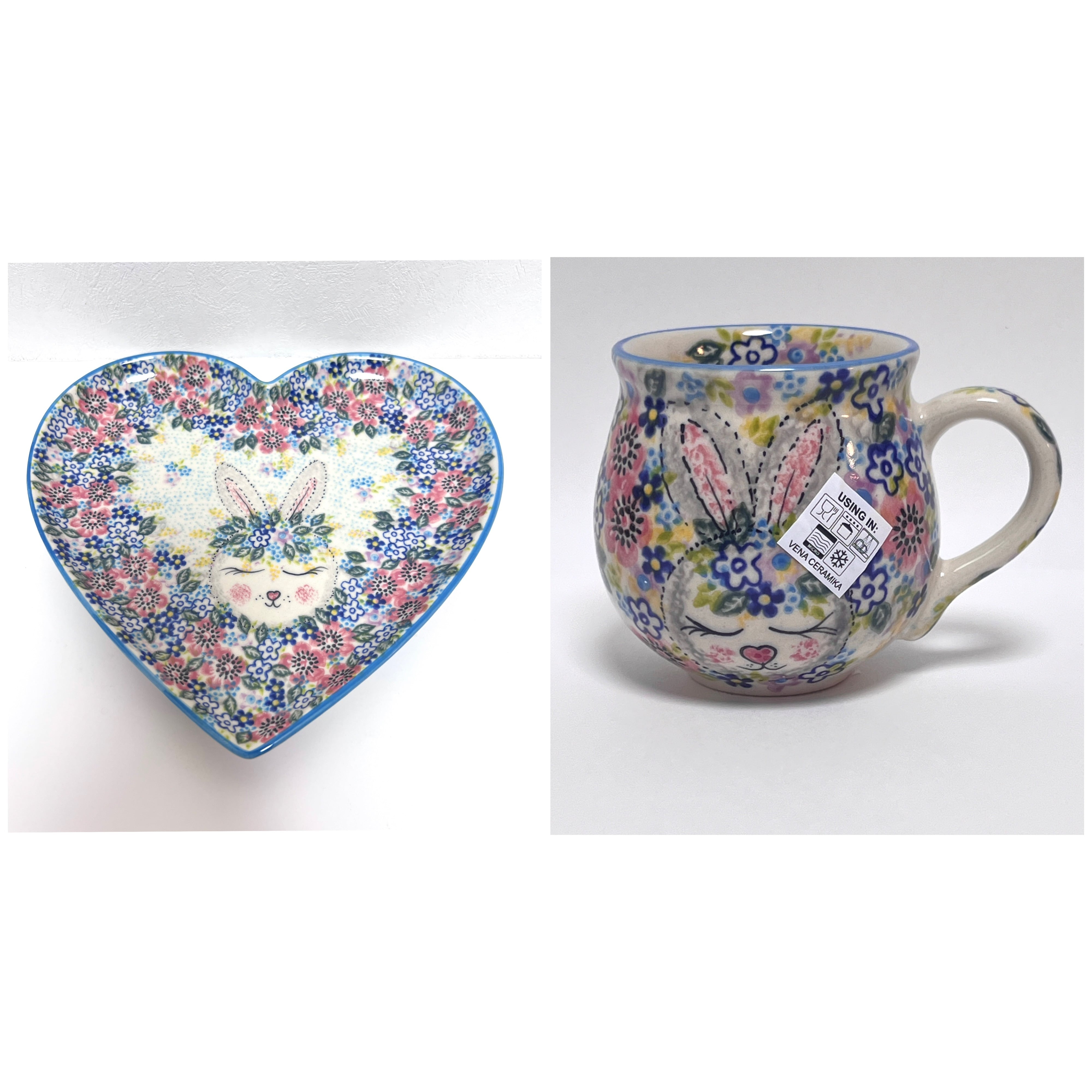 ポーリッシュポタリー いちごとハートのマグカップ プレート A ポーリッシュポタリー いちごとハートのマグカップ プレート A