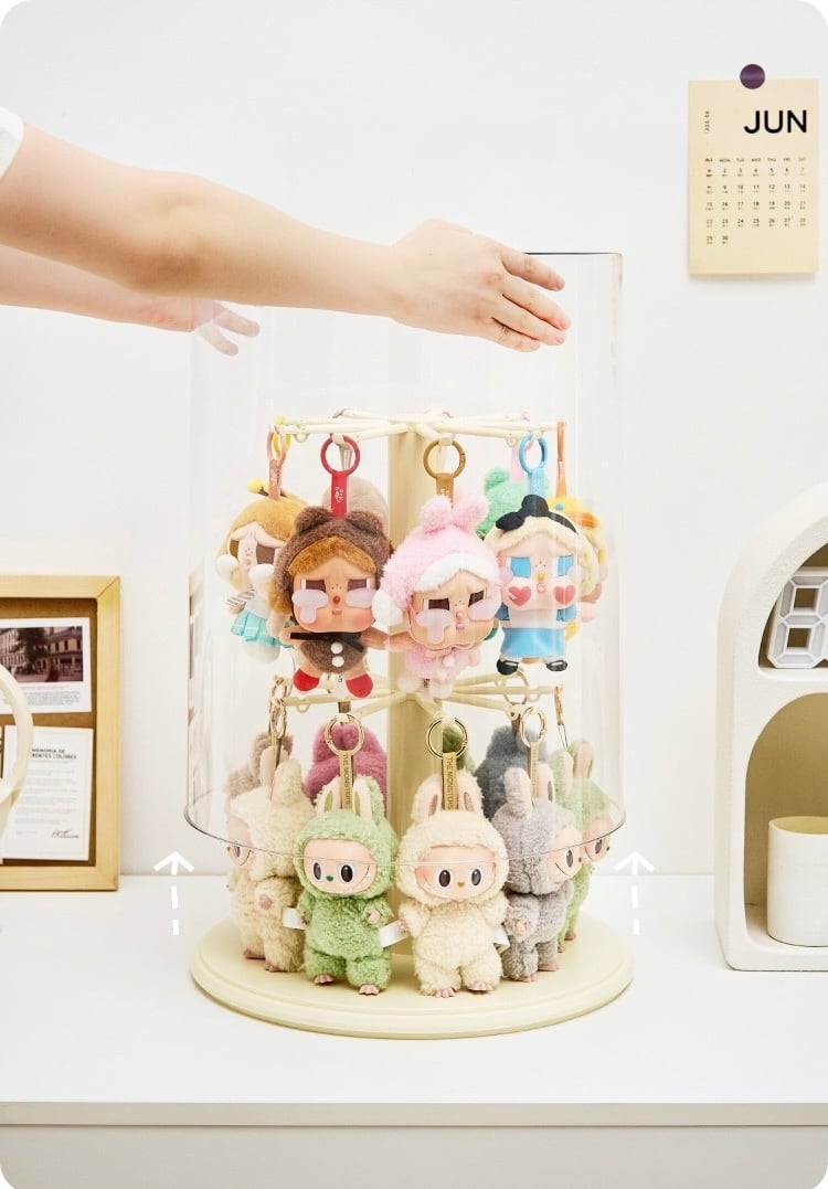 透明ディスプレイケース｜360度回転式 ラブブ・ぬいぐるみ・ガチャ用